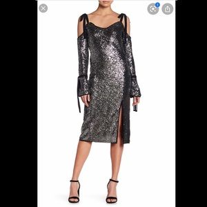 NEW Rachel Roy size 2 sequined dress silver sequin holiday party sparkly sleeve